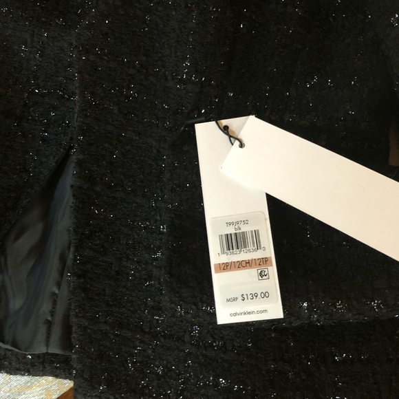 Calvin Klein Metallic Tweed Open Front Jacket NWT - Picture 5 of 8